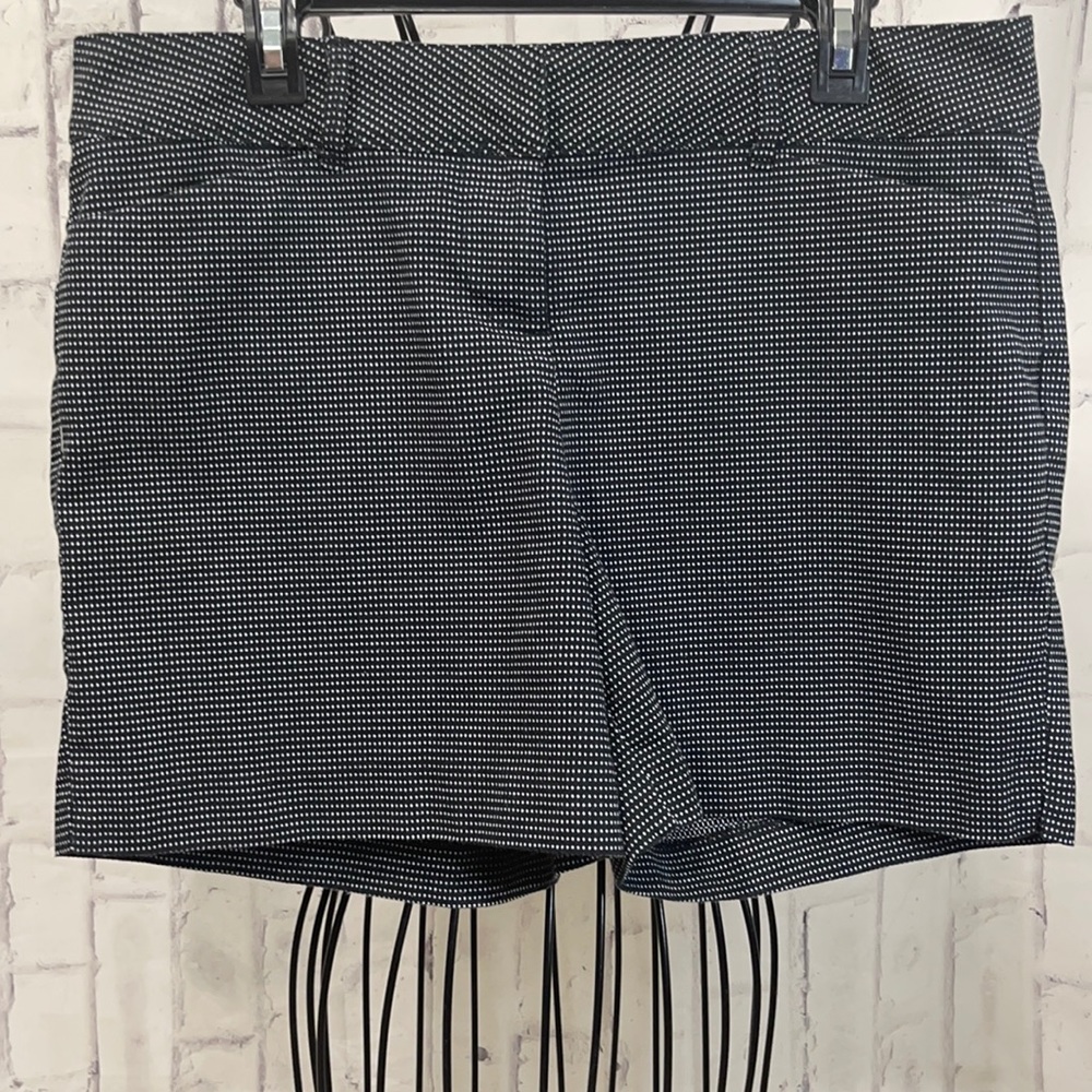 The Limited Tailored Shorts White on Black Polka Dot Flat Front